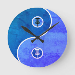 Blue Retro Yin Yang Round Clock