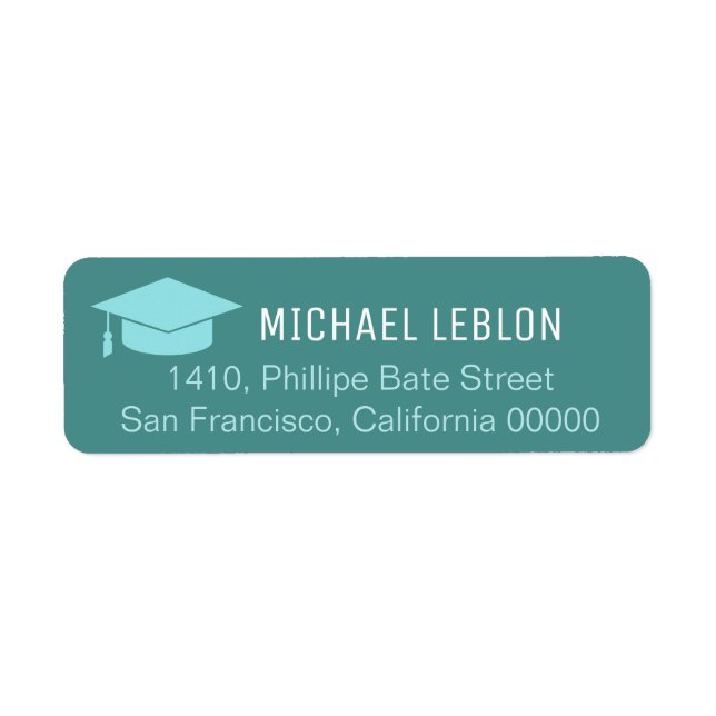 blue return address label with name graduation (Front)