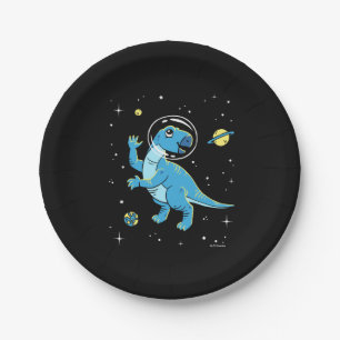 Blue Rhabdodon Dinos In Space Paper Plate