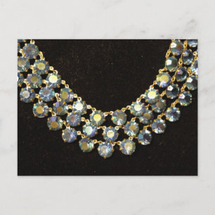 Blue Rhinestone Vintage Necklace Postcard