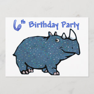 Blue Rhino 6th Birthday Invitation