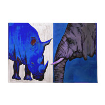 Blue Rhino and Elephant feng shui rug mat