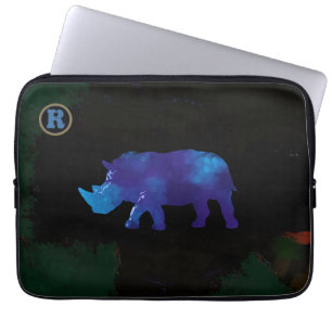 blue rhino animal art laptop sleeve