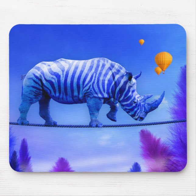 Blue Rhino walking on rope Mouse Mat (Front)