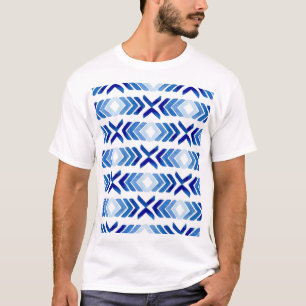 Blue Rhombus Arrows Watercolor Pattern T-Shirt