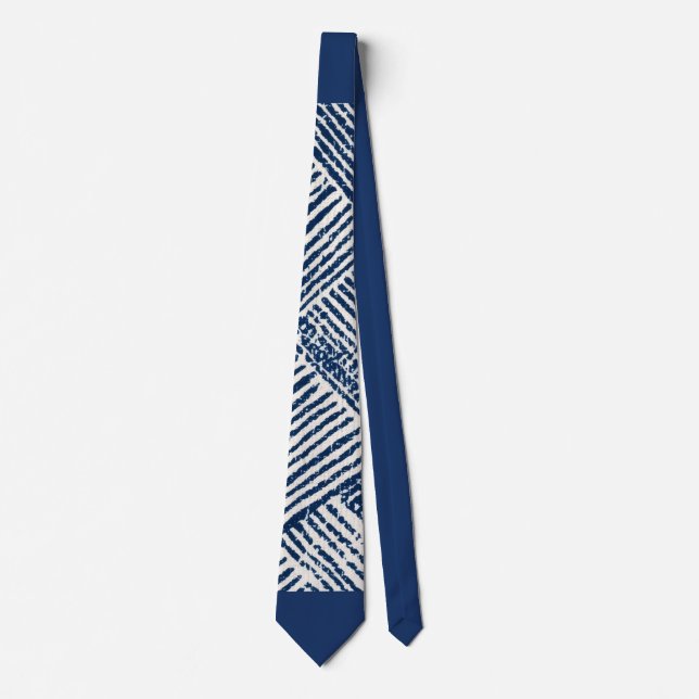 Blue Rhythm | Indigo Blue Geometric Pattern  Tie (Front)