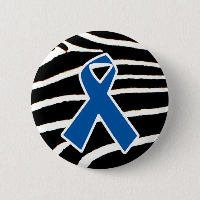 Blue Ribbon 6 Cm Round Badge (Front)