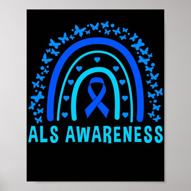 Blue Ribbon  ALS Awareness Rainbow Poster (Front)