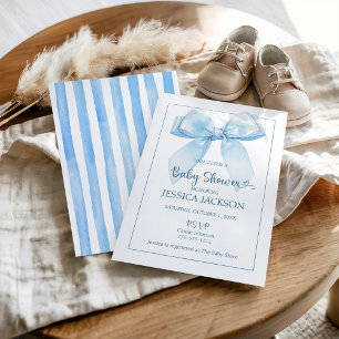 Blue Ribbon Baby Boy Shower Announcement