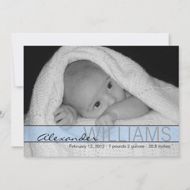 Blue Ribbon Birth Announcement (Front)