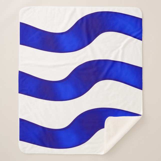 Blue ribbon blanket with a white background. (Front)