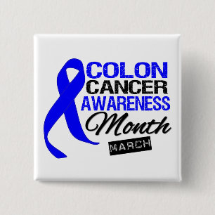 Blue Ribbon Colon Cancer Awareness Month 15 Cm Square Badge