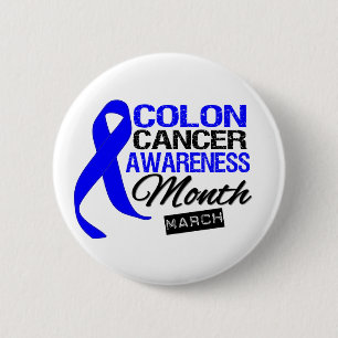 Blue Ribbon Colon Cancer Awareness Month 6 Cm Round Badge