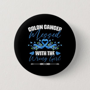 Blue Ribbon Colon Cancer Girl Survivor Colorectal  6 Cm Round Badge