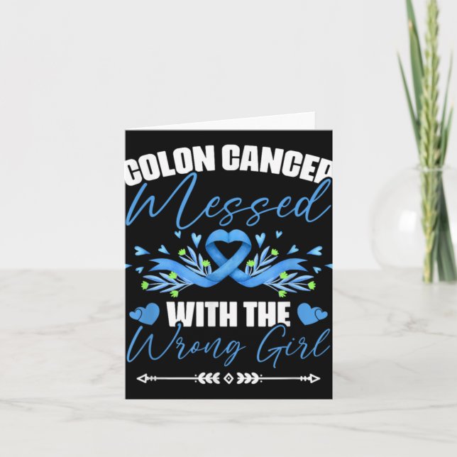Blue Ribbon Colon Cancer Girl Survivor Colorectal  Card (Front)