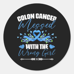 Blue Ribbon Colon Cancer Girl Survivor Colourectal Classic Round Sticker