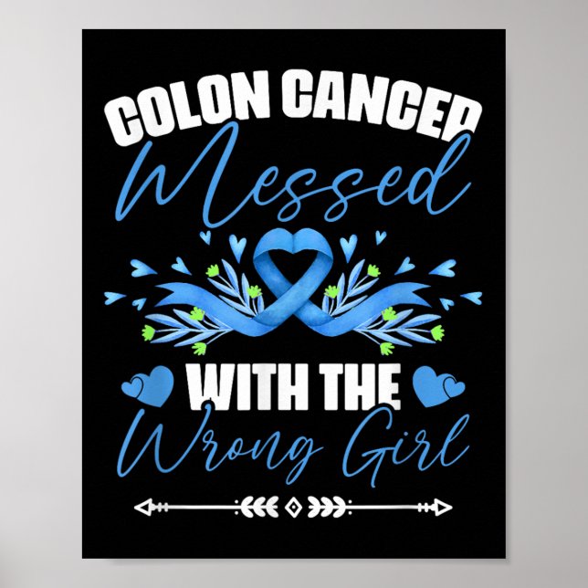 Blue Ribbon Colon Cancer Girl Survivor Colourectal Poster (Front)