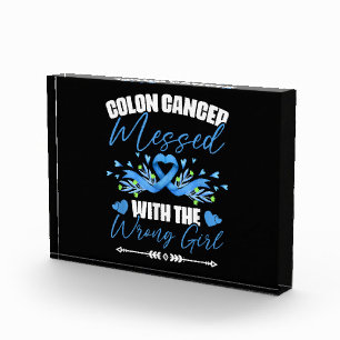 Blue Ribbon Colon Cancer Girl Survivor  Photo Block