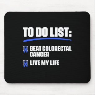 Blue Ribbon Colon Cancer Survivor Beat Colourectal Mouse Mat
