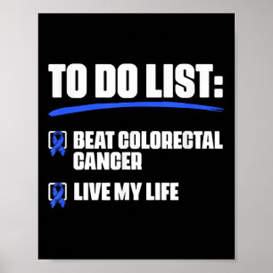 Blue Ribbon Colon Cancer Survivor Beat Colourectal Poster