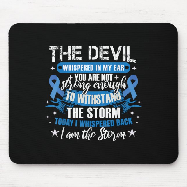 Blue Ribbon _ Colonscopy Colourectal Colon Cancer  Mouse Mat (Front)