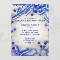 Blue Ribbon & Confetti Boys Birthday Party