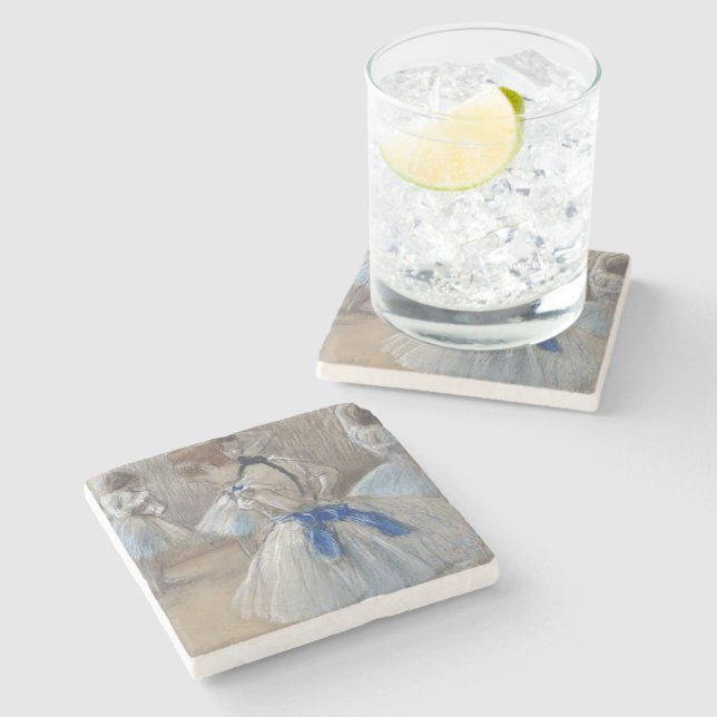 Blue Ribbon Dancer  Edgar Degas Stone Coaster (Side)