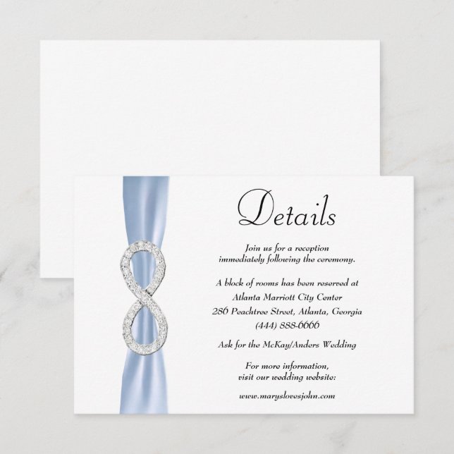 Blue Ribbon Diamond Infinity Wedding Details Enclosure Card (Front/Back)