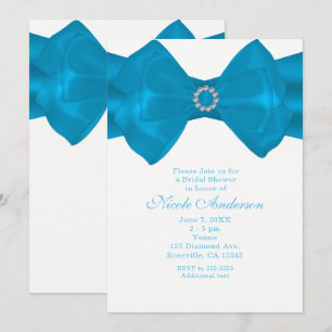 Blue Ribbon & Diamonds Bridal Shower Invitations