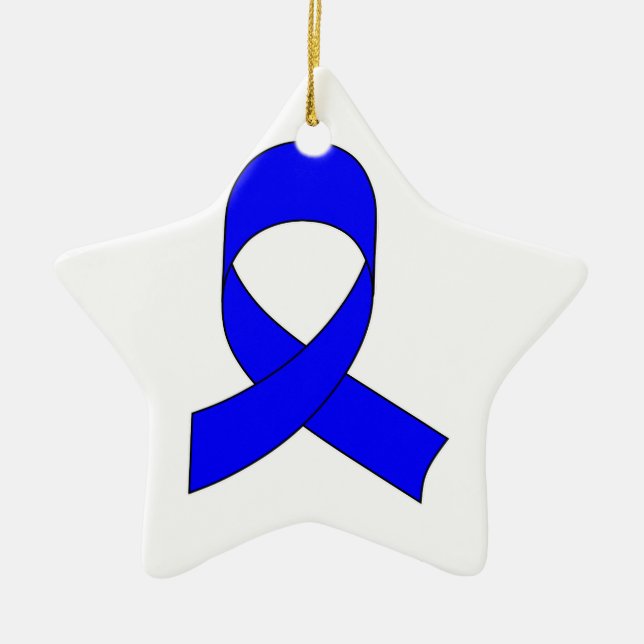 Blue Ribbon Drawing Ceramic Tree Decoration (Front)