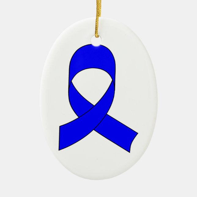 Blue Ribbon Drawing Ceramic Tree Decoration (Front)