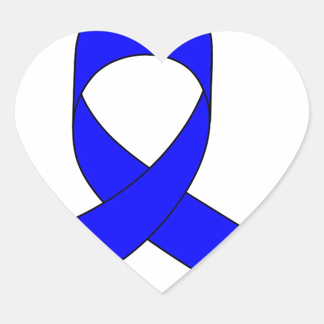 Blue Ribbon Drawing Heart Sticker (Front)