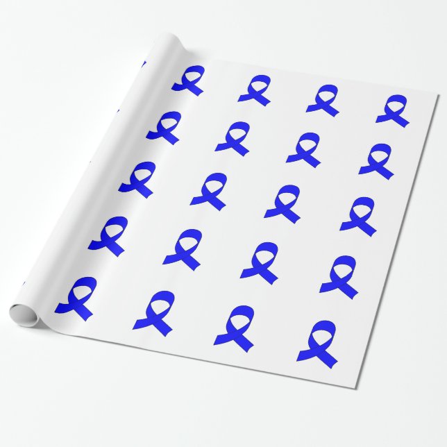 Blue Ribbon Drawing Wrapping Paper (Unrolled)