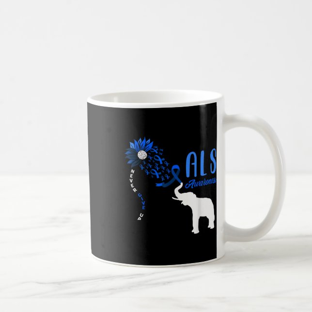Blue Ribbon Elephant Als Warrior Support Als Aware Coffee Mug (Right)