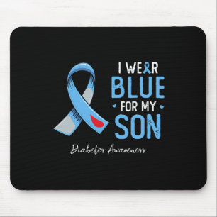Blue ribbon I wear grey blue for my son diabetes a Mouse Mat