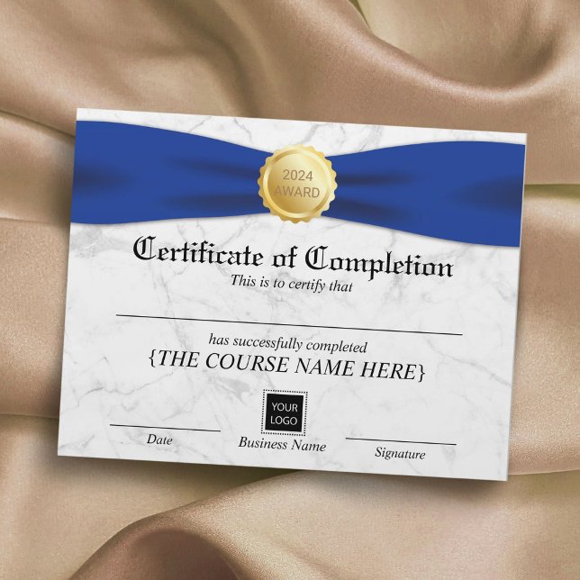 Blue Ribbon Marble Certificate of Completion (Creator Uploaded)