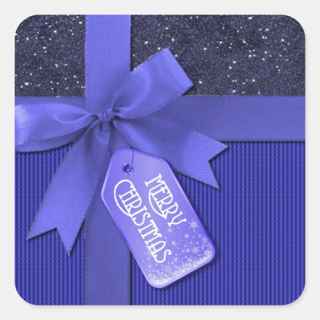 Blue Ribbon Merry Christmas Gift Stickers (Front)