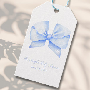 Blue Ribbon Monogram Coquette Personalized Gift Tags