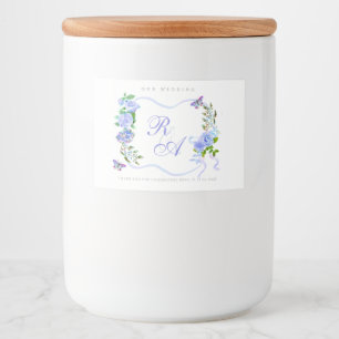 Blue Ribbon Monogram Wedding Food Label
