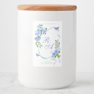 Blue Ribbon Monogram Wedding Food Label