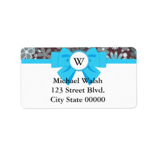 Blue Ribbon Monogram with Pattern Label