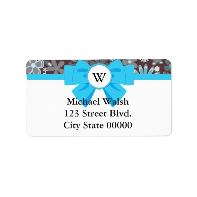 Blue Ribbon Monogram with Pattern Label (Front)