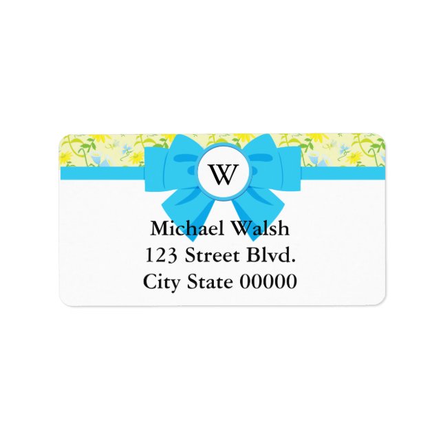 Blue Ribbon Monogram with Pattern Label (Front)