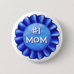 Blue Ribbon Number One Mum 6 Cm Round Badge