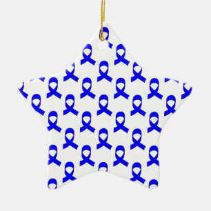 Blue Ribbon Pattern Ceramic Tree Decoration