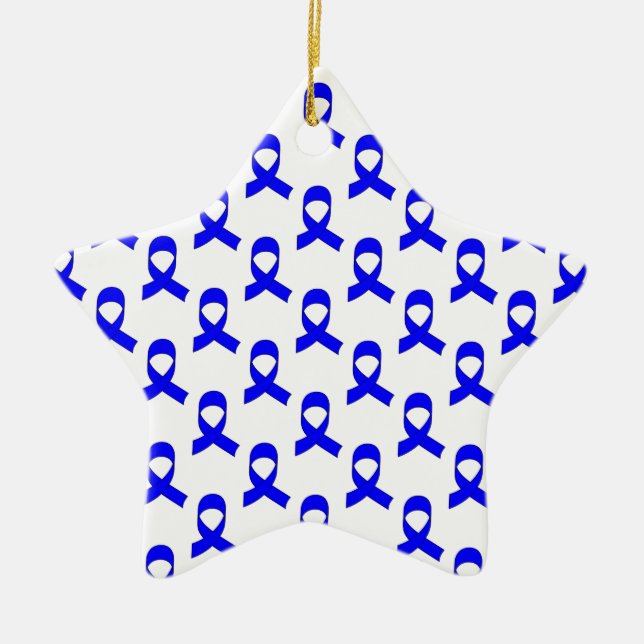Blue Ribbon Pattern Ceramic Tree Decoration (Front)