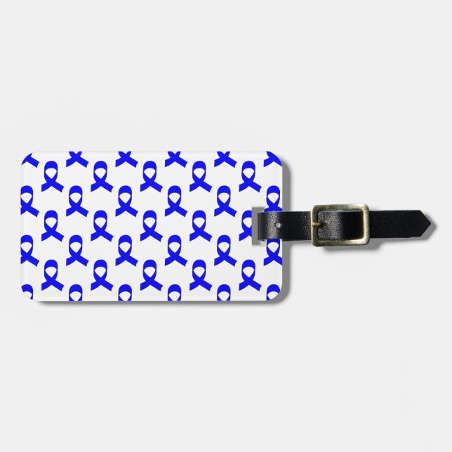 Blue Ribbon Pattern Luggage Tag (Front Horizontal)