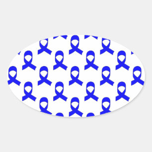 Blue Ribbon Pattern Oval Sticker