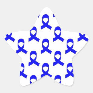 Blue Ribbon Pattern Star Sticker
