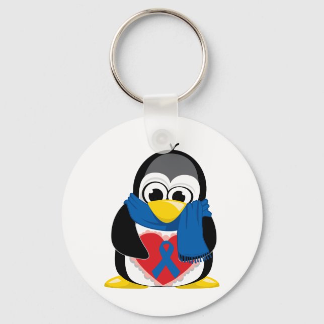 Blue Ribbon Penguin Scarf Key Ring (Front)